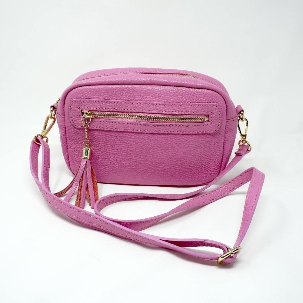 Women's Pink Italian Leather Shoulder Bag